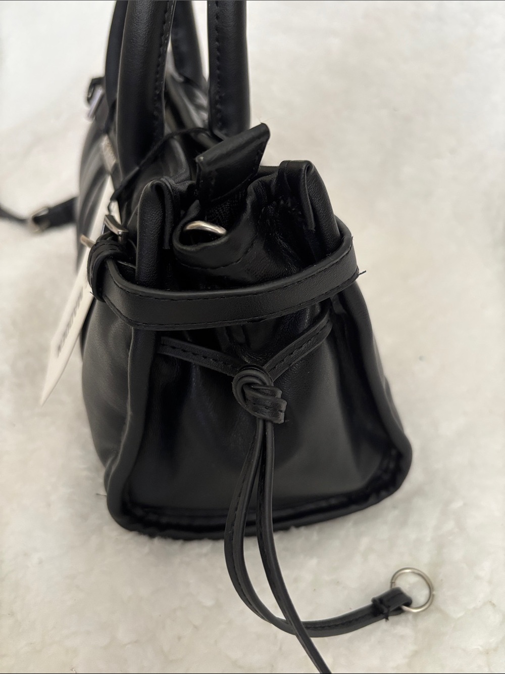 Steve Madden Black Quilted Mini Satchel Crossbody - Picture 3 of 7